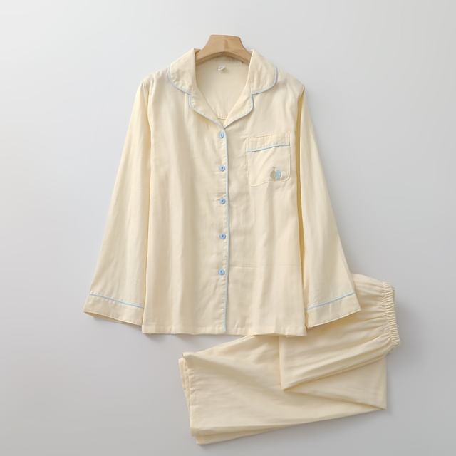 Couple Matching Pajama Set: Long-Sleeve Pocketed Top + Pants