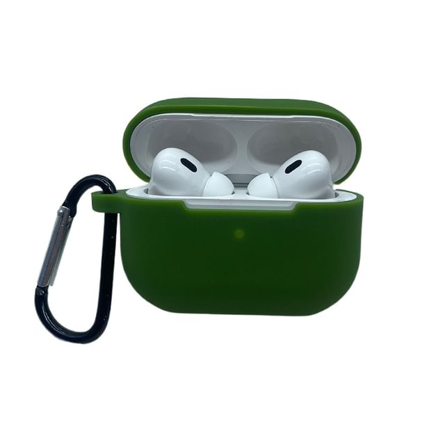 Plain Silicone Apple AirPods Pro Earphone Case Skin with Carabiner Clip