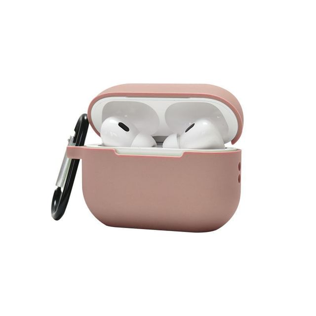 Plain Silicone Apple AirPods Pro Earphone Case Skin with Carabiner Clip