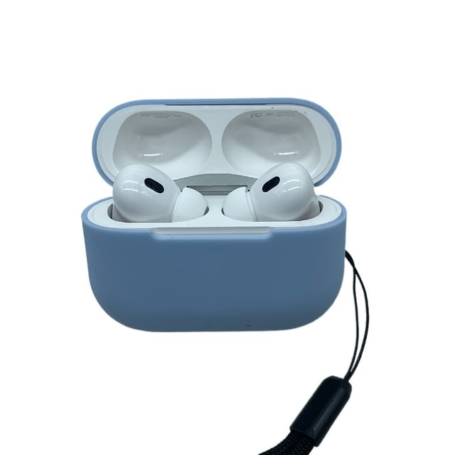 Plain Silicone Apple AirPods Pro Earphone Case Skin with Strap