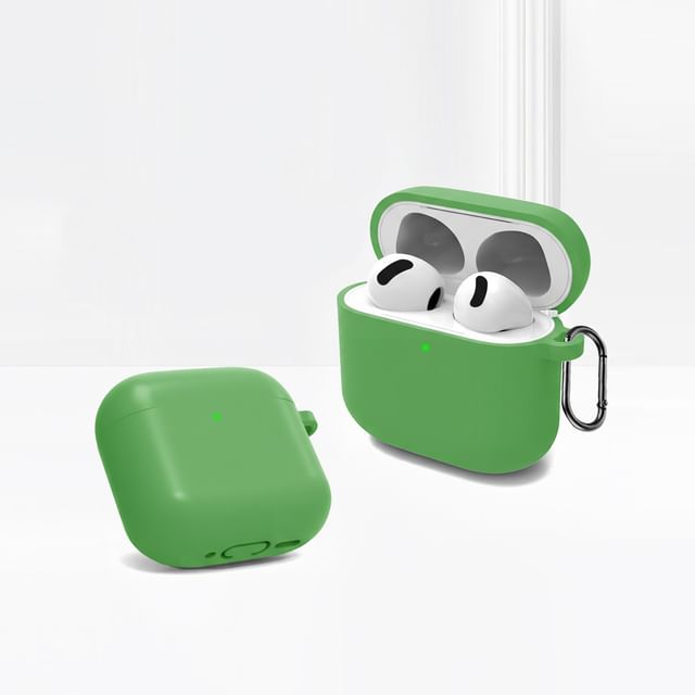Plain Silicone Apple AirPods Earphone Case Skin with Carabiner Clip