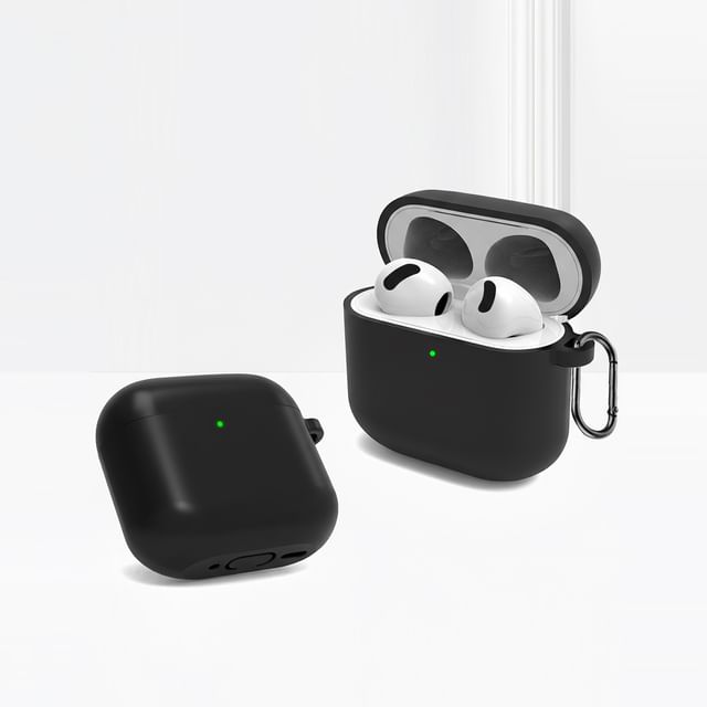 Plain Silicone Apple AirPods Earphone Case Skin with Carabiner Clip