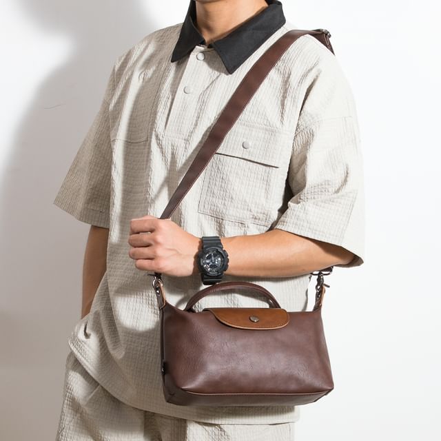 Top Handle Faux Leather Crossbody Bag