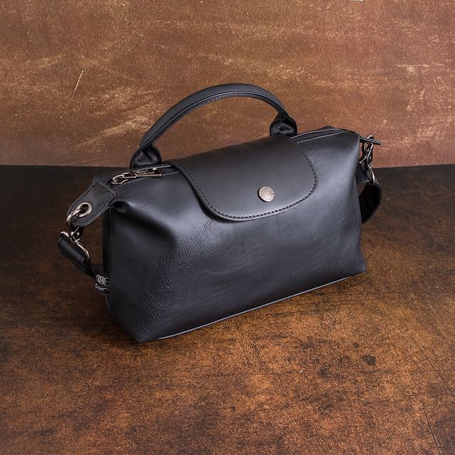 Top Handle Faux Leather Crossbody Bag