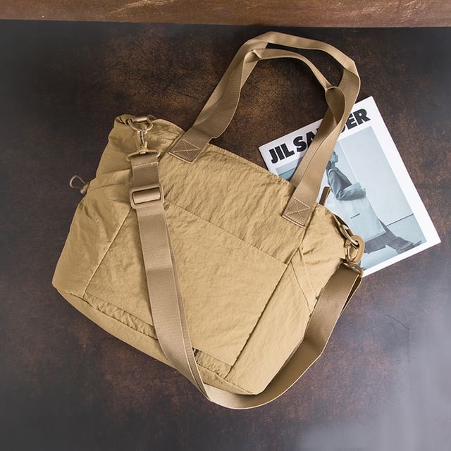 Plain Canvas Crossbody Tote Bag