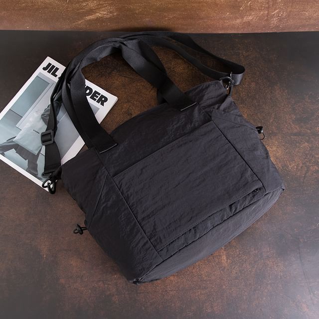Plain Canvas Crossbody Tote Bag