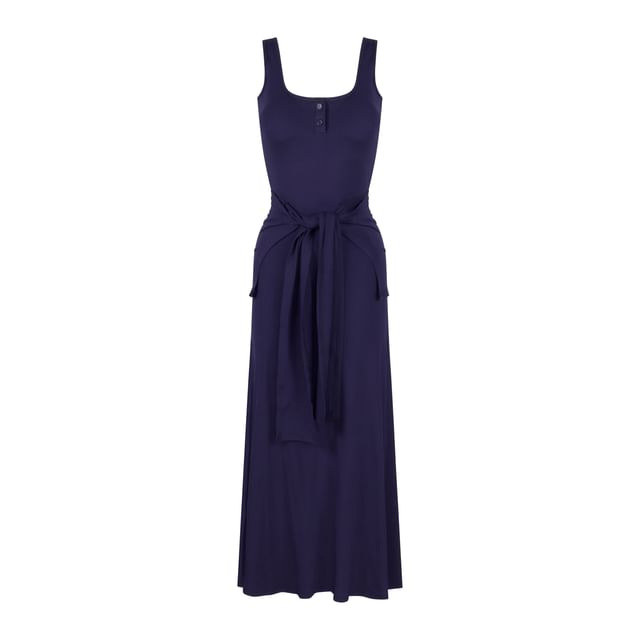Set: Sleeveless Scoop Neck Padded Maxi A-Line Dress + Shawl