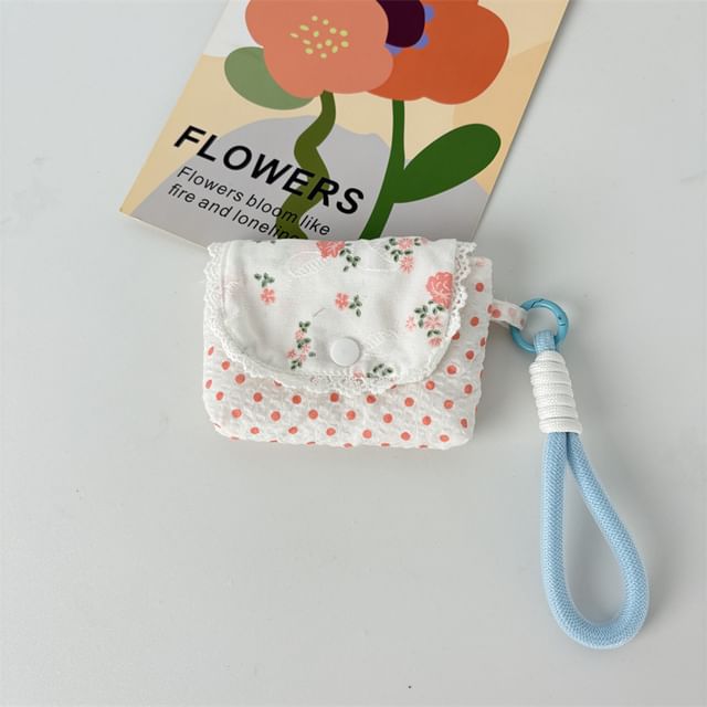 Floral Print Lace Trim Airpod Earphone Case Skin