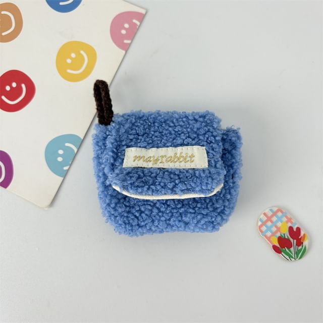 Faux Shearling Label Applique Airpod Earphone Case Skin