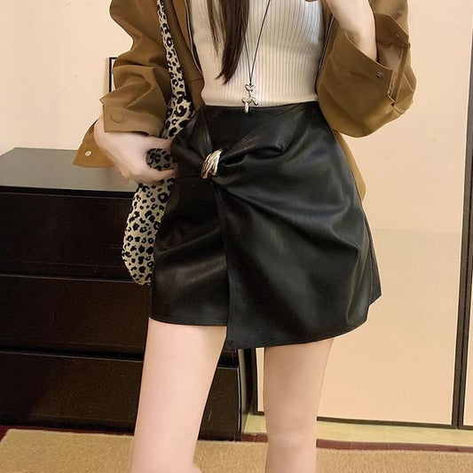 Asymmetrical Mini A-Line Skirt with High Waist