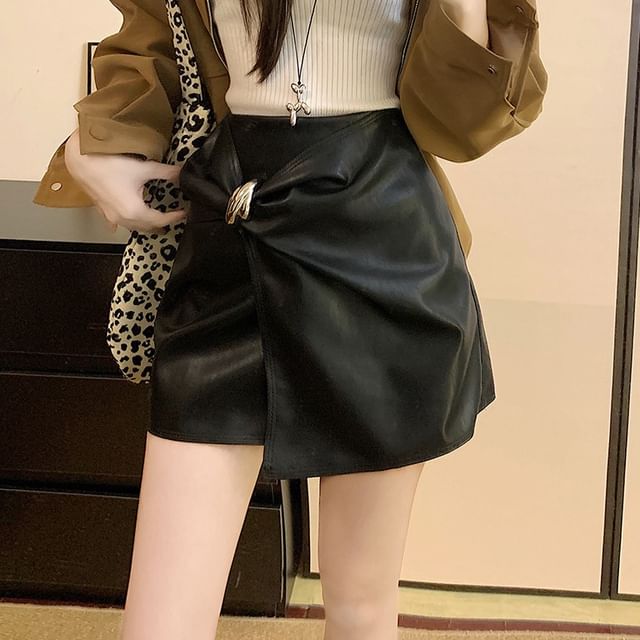 Asymmetrical Mini A-Line Skirt with High Waist