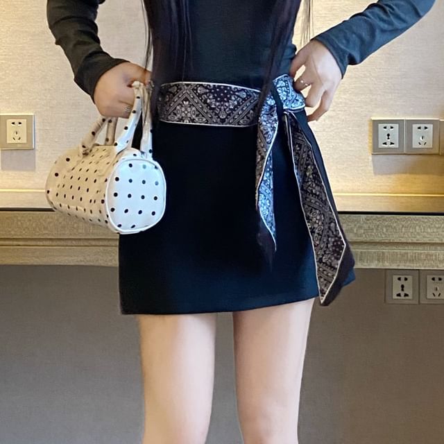 Faux Suede Mini A-Line Skirt with High Waist