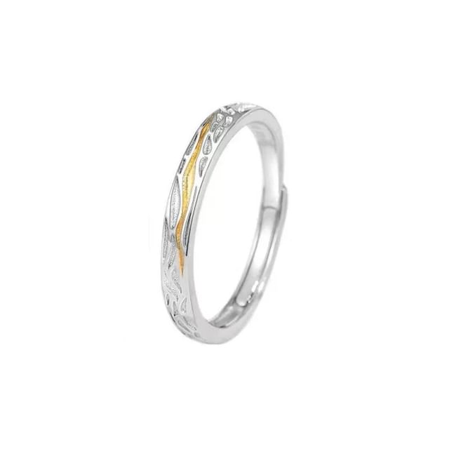 Couple Matching Debossed Alloy Open Ring