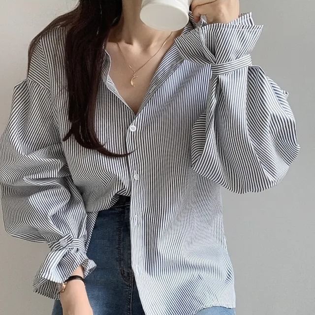 Striped Shirt with Extended Sleeves