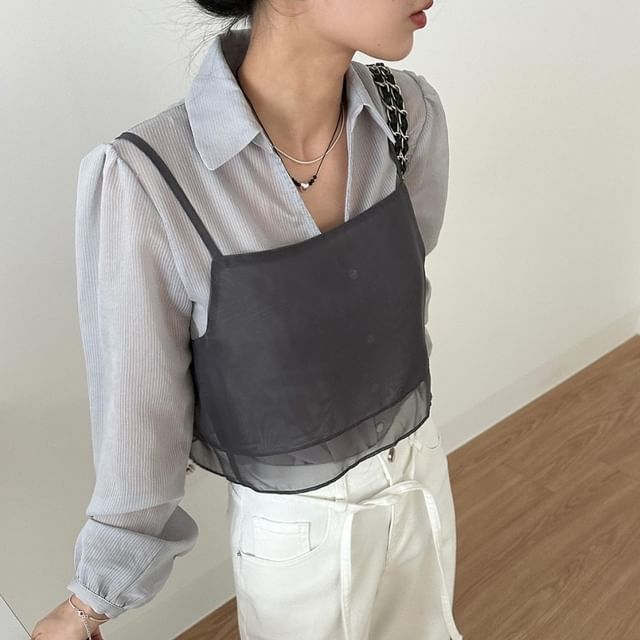 Sheer Mesh Camisole Top in Solid Tone