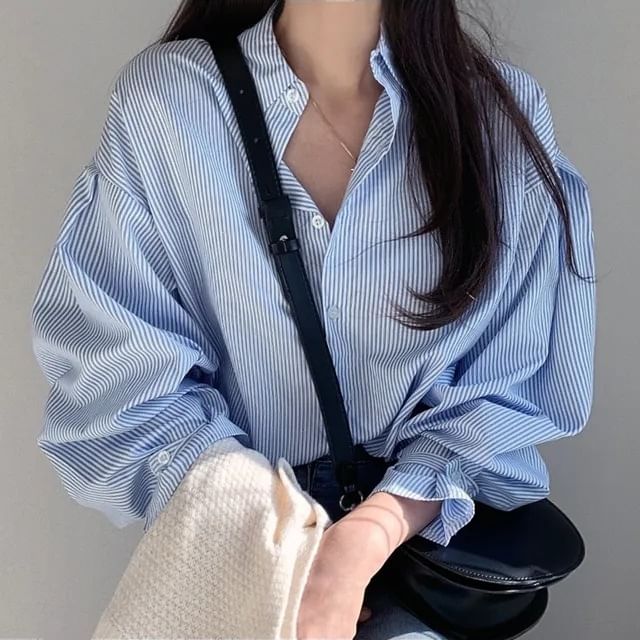 Striped Shirt with Extended Sleeves