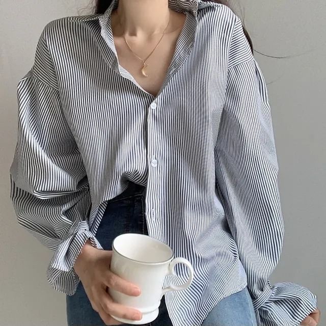 Striped Shirt with Extended Sleeves