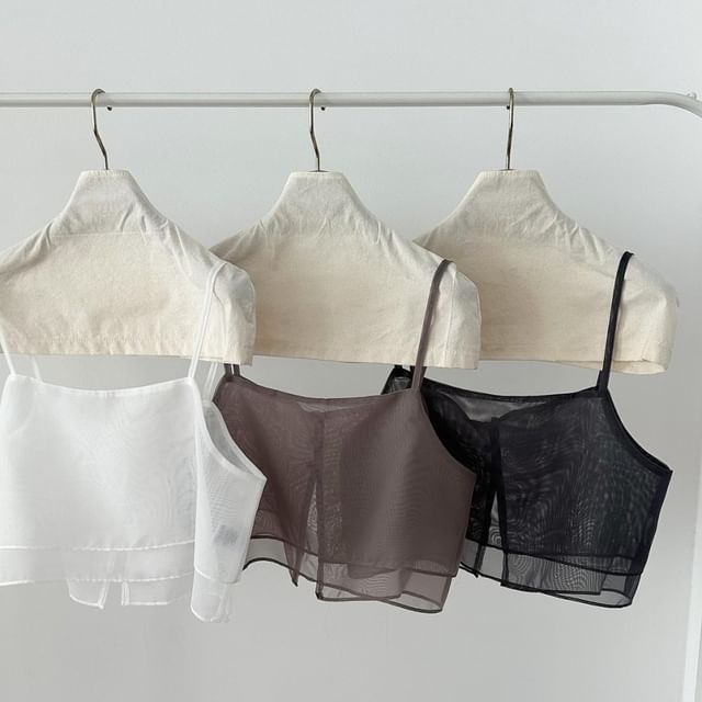 Sheer Mesh Camisole Top in Solid Tone