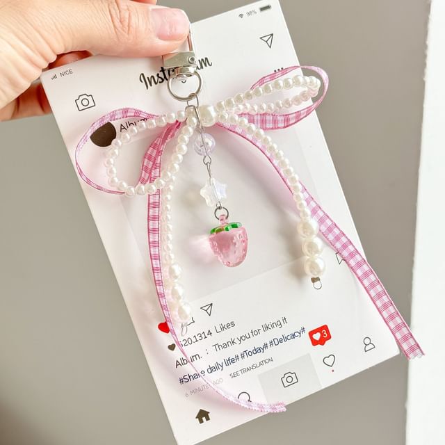 Strawberry / Apple Bow Bag Charm Keyring
