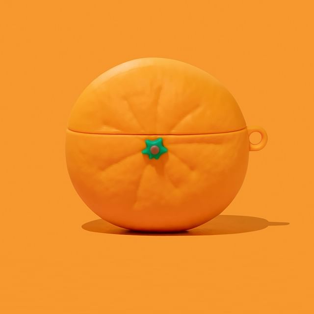 Orange Apple AirPods / Pro Earphone Case Skin / Charm / Set