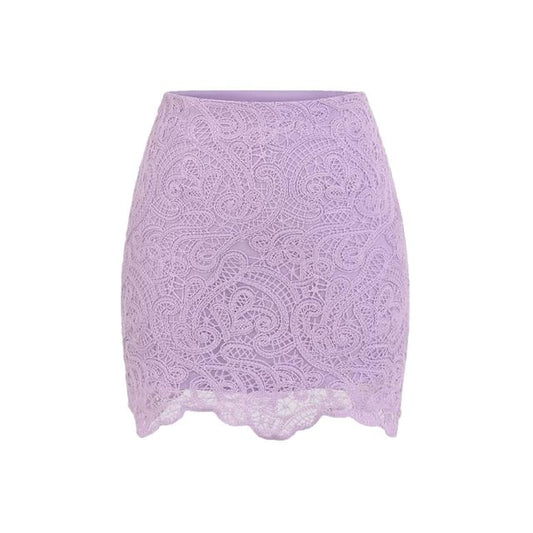 Lace Mini Pencil Skirt with High Rise