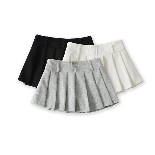 Pleated Mini A-Line Skirt with High Waist