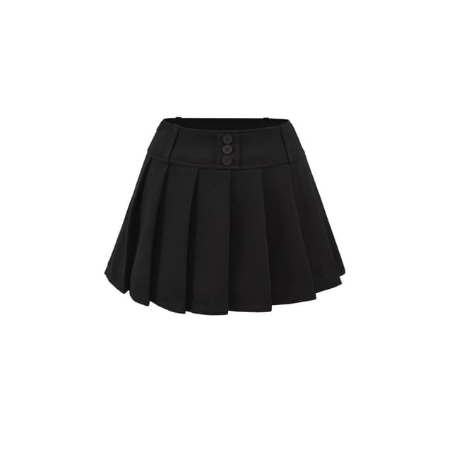 Pleated Mini A-Line Skirt with High Waist