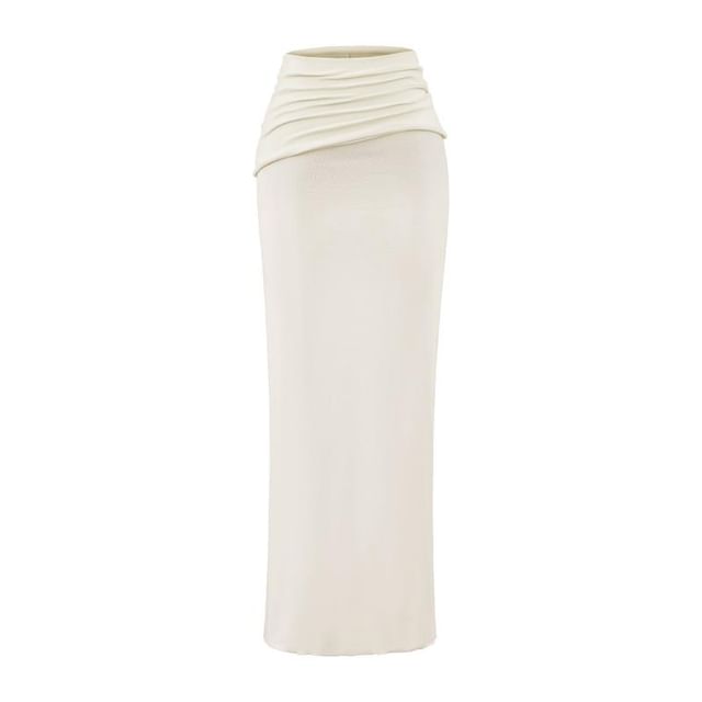 Ruched Maxi Pencil Skirt with High Waist