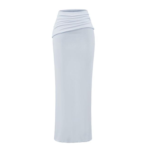 Ruched Maxi Pencil Skirt with High Waist