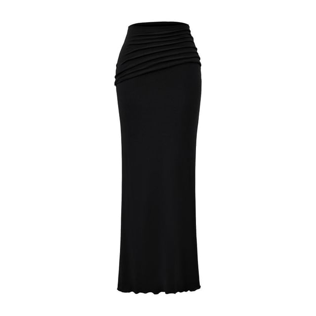 Ruched Maxi Pencil Skirt with High Waist
