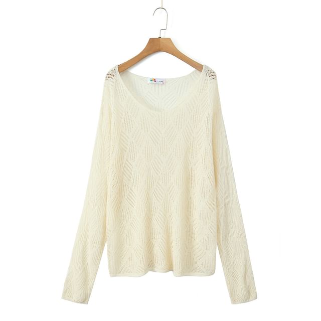 Plus Size Long Sleeve Off Shoulder Cutout Blouse Top