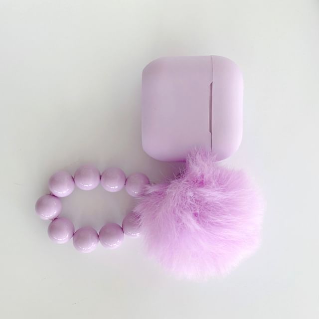 Plain Apple AirPods / Pro Earphone Case Skin with Pom Pom Strap