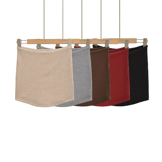 Ribbed Pencil Mini Skirt with High Waist