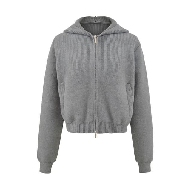 Zip-Up Crop Knit Hoodie & Mini A-Line Skirt Set
