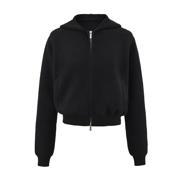 Zip-Up Crop Knit Hoodie & Mini A-Line Skirt Set