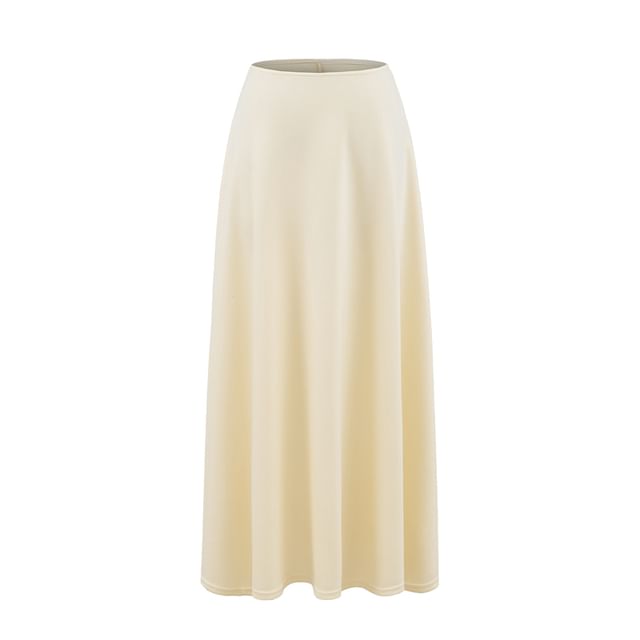 Midi A-Line Skirt with High Waist