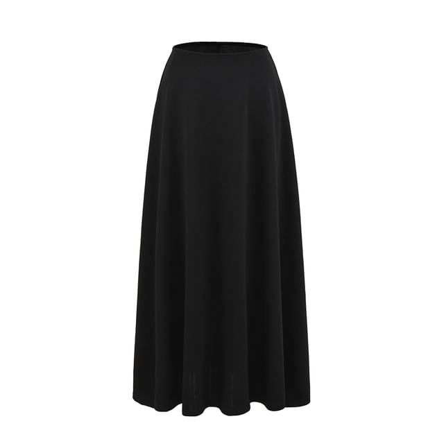 Midi A-Line Skirt with High Waist