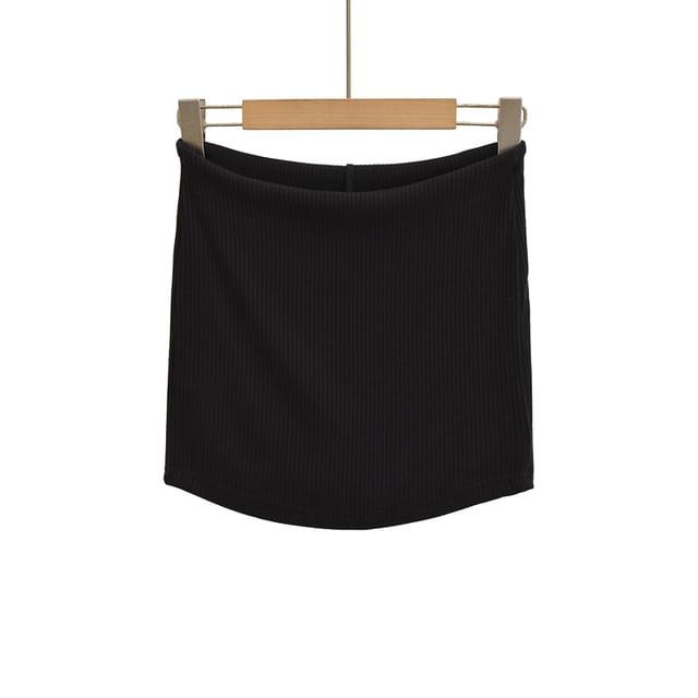 Ribbed Pencil Mini Skirt with High Waist