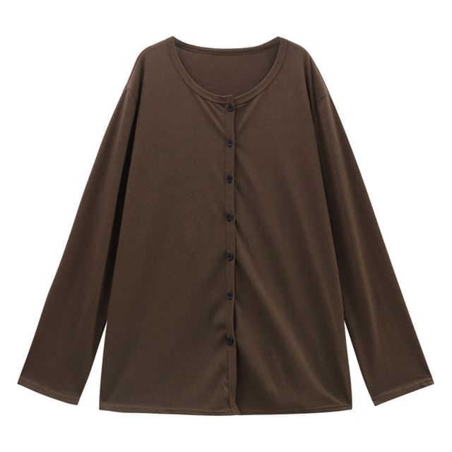 Round Neck Plain Cardigan / Scoop Neck Tank Top