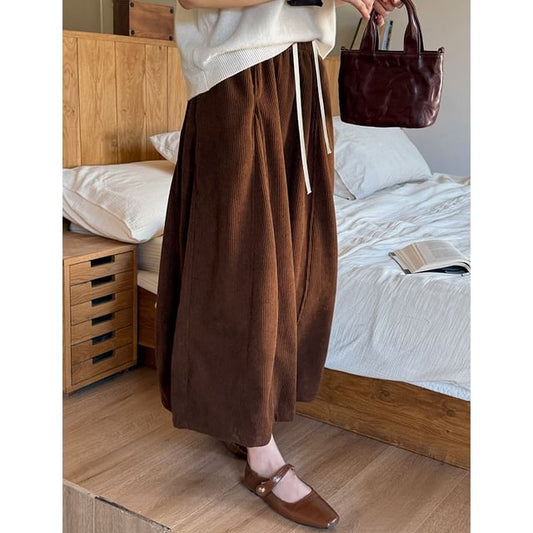 Corduroy A-Line Midi Skirt