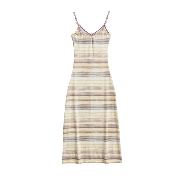 Spaghetti Strap Striped Lace Panel Sheath Dress (Various Designs)