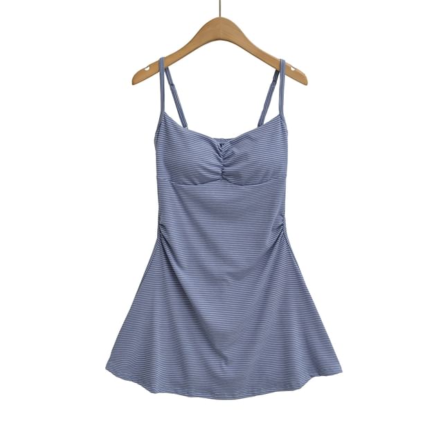 Spaghetti Strap Striped Mini A-Line Dress