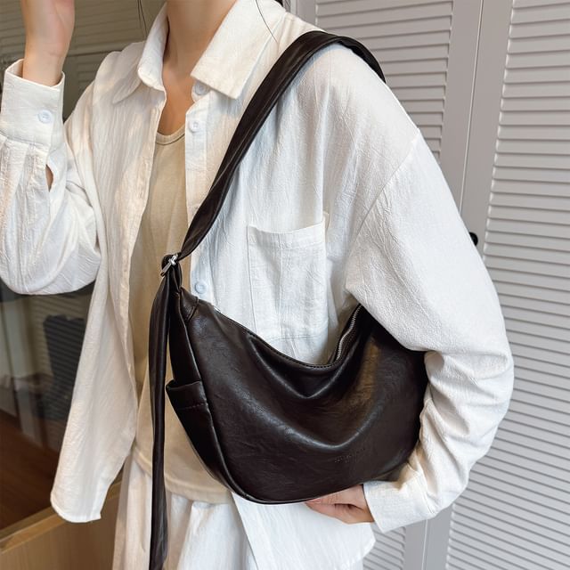 Faux Leather Hobo Shoulder Bag