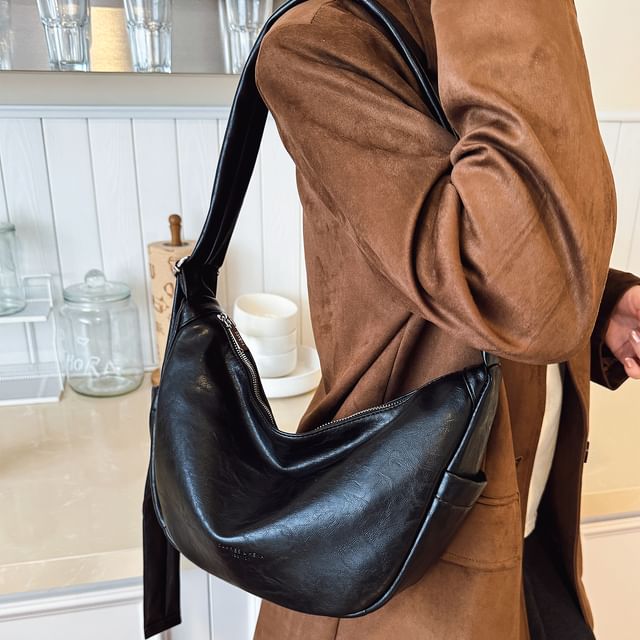 Faux Leather Hobo Shoulder Bag