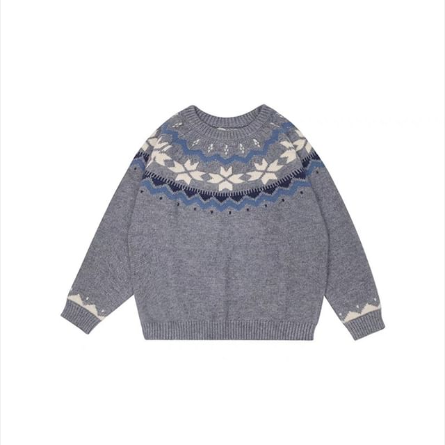 Jacquard Sweater with Round Neckline