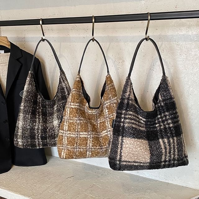 Plaid Tweed Shoulder Bag