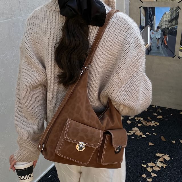 Faux Leather Leopard Print Shoulder Bag