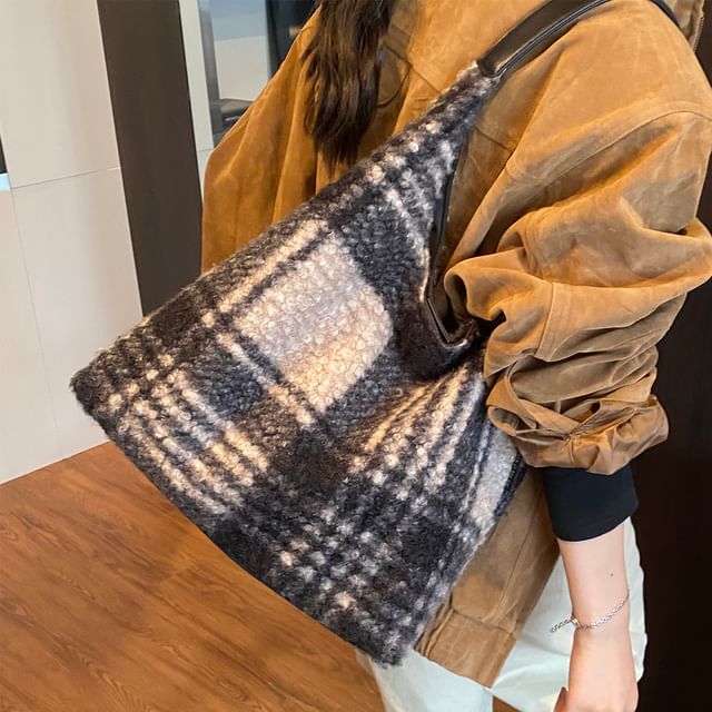 Plaid Tweed Shoulder Bag