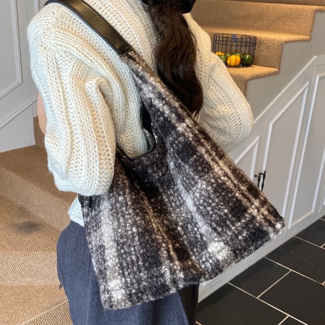 Plaid Tweed Shoulder Bag