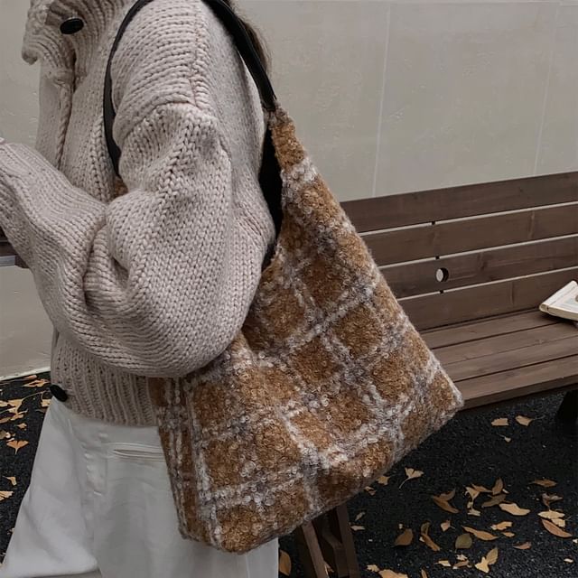 Plaid Tweed Shoulder Bag